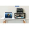 Basicwise Printer Stand Shelf Wood Office Desktop Compartment Organizer, Black QI003731.BK